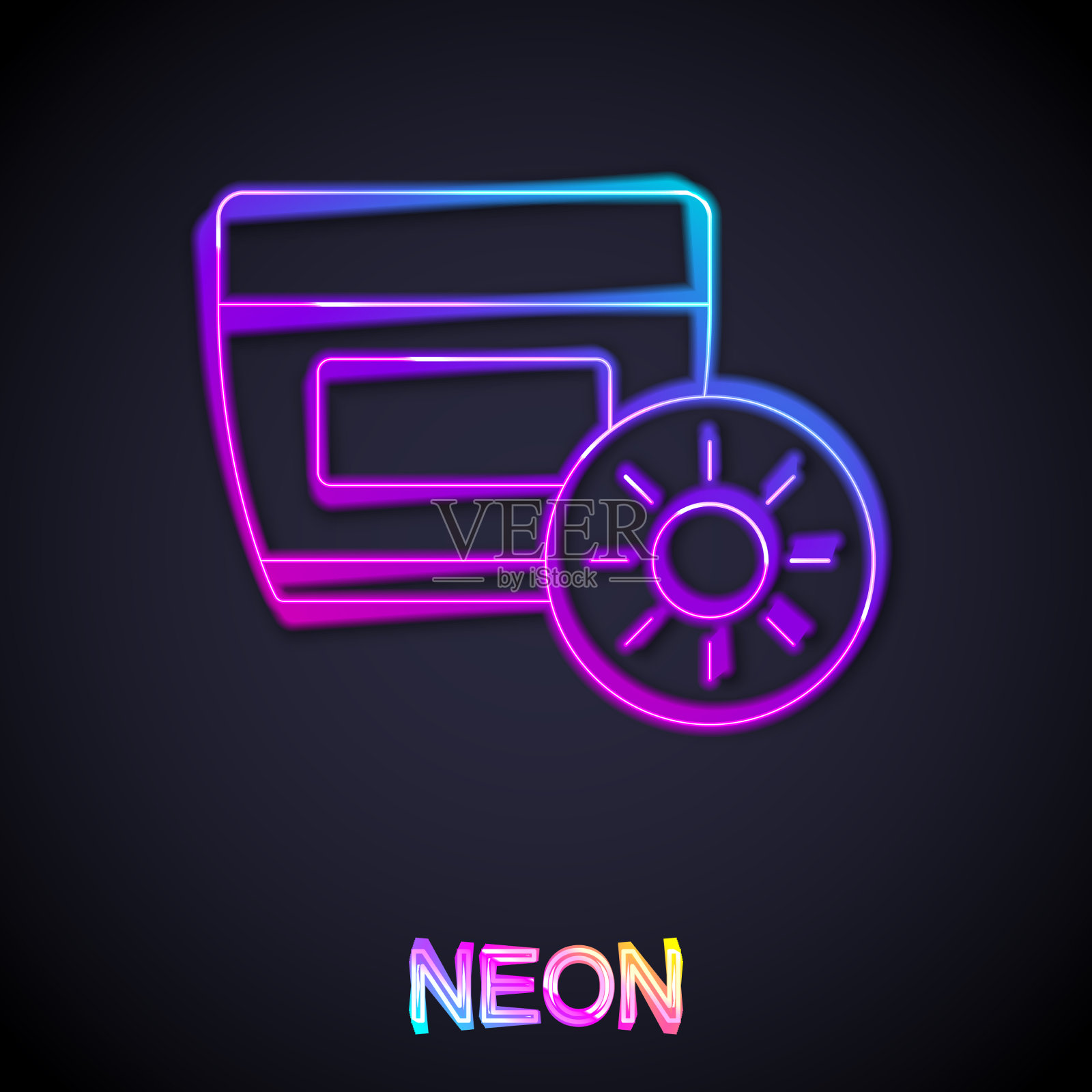 发光的霓虹灯线防晒霜在管图标插画图片素材