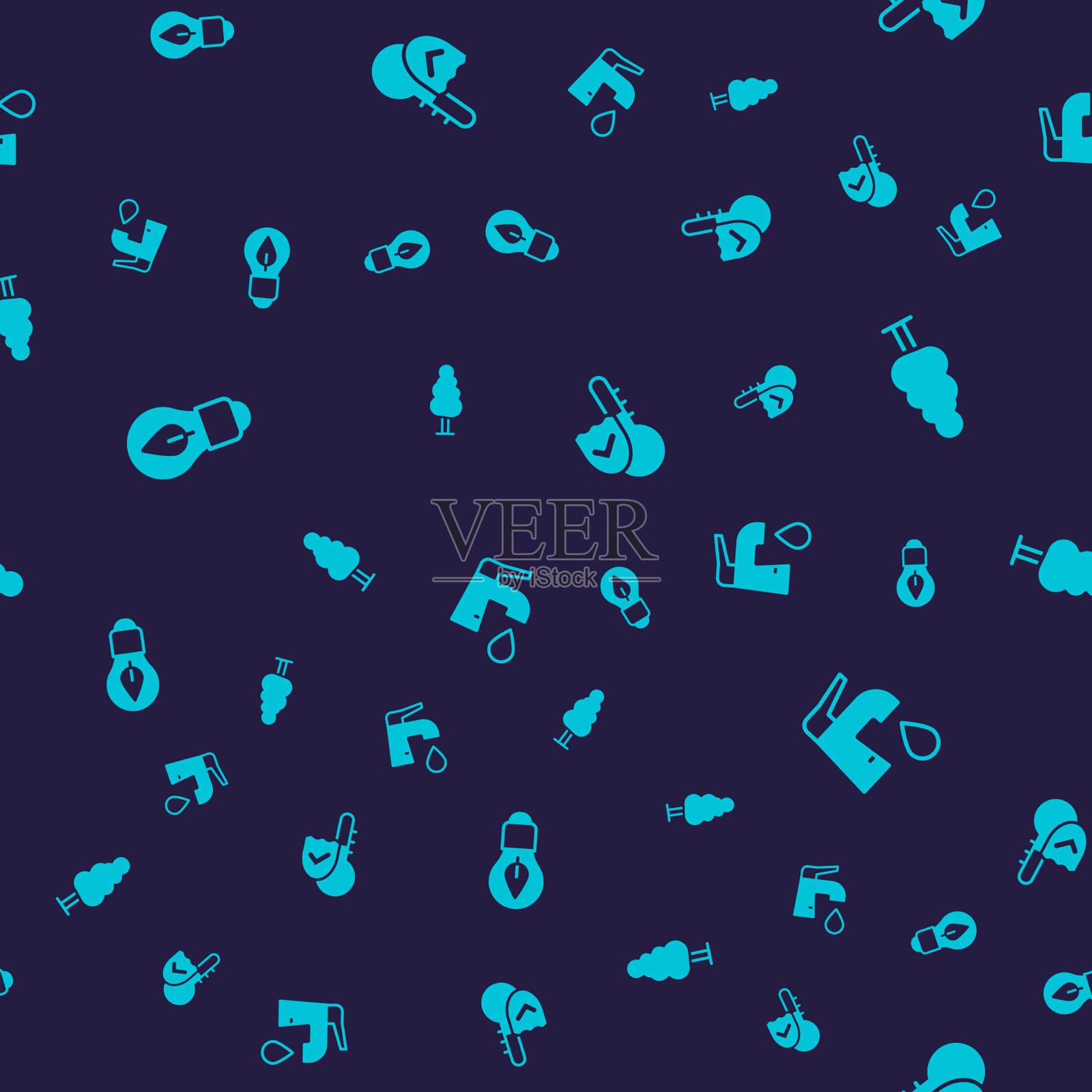 设置灯泡与叶树温度计和图标素材