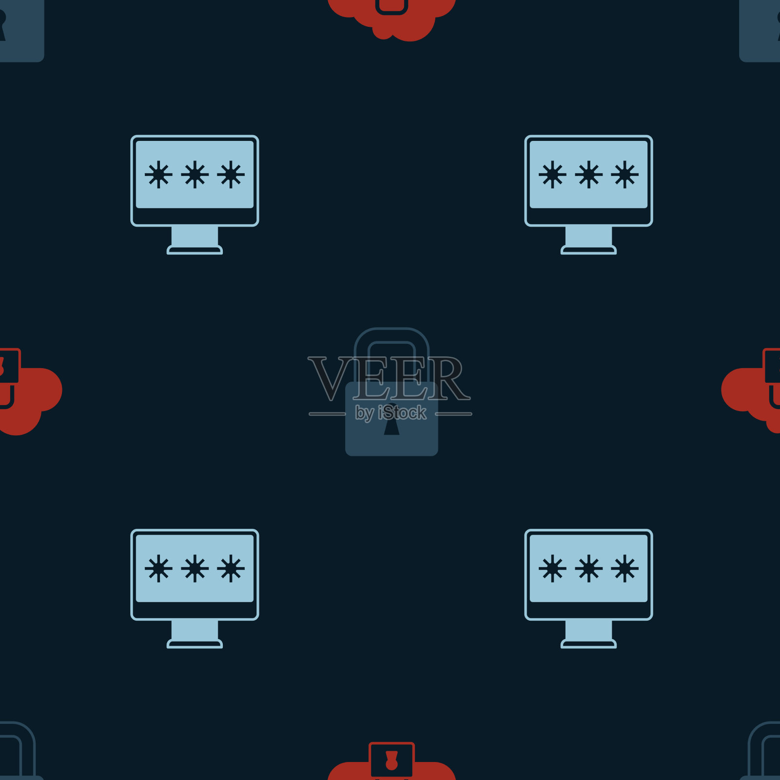 设置云计算锁锁和监控与图标素材