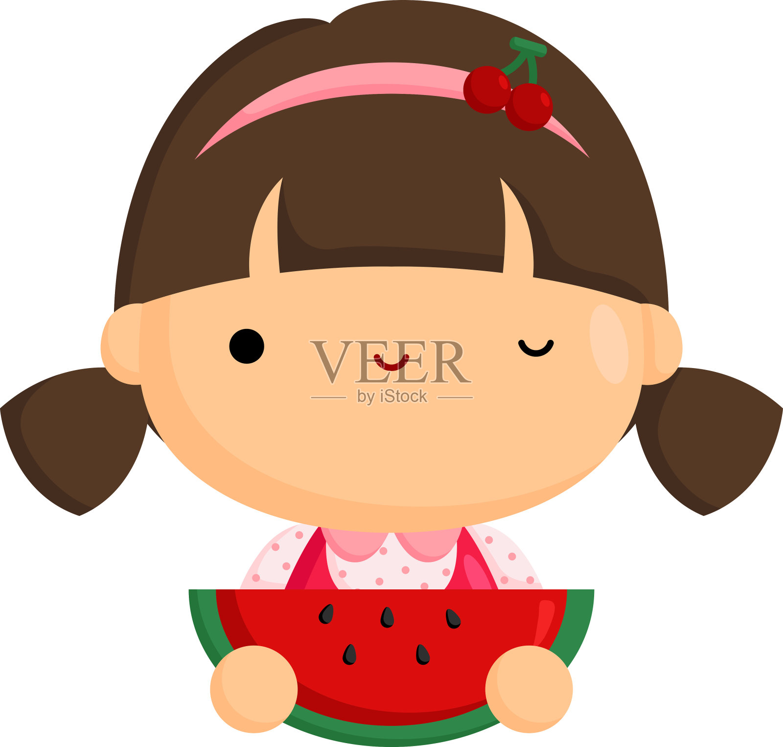 女孩和西瓜设计元素图片