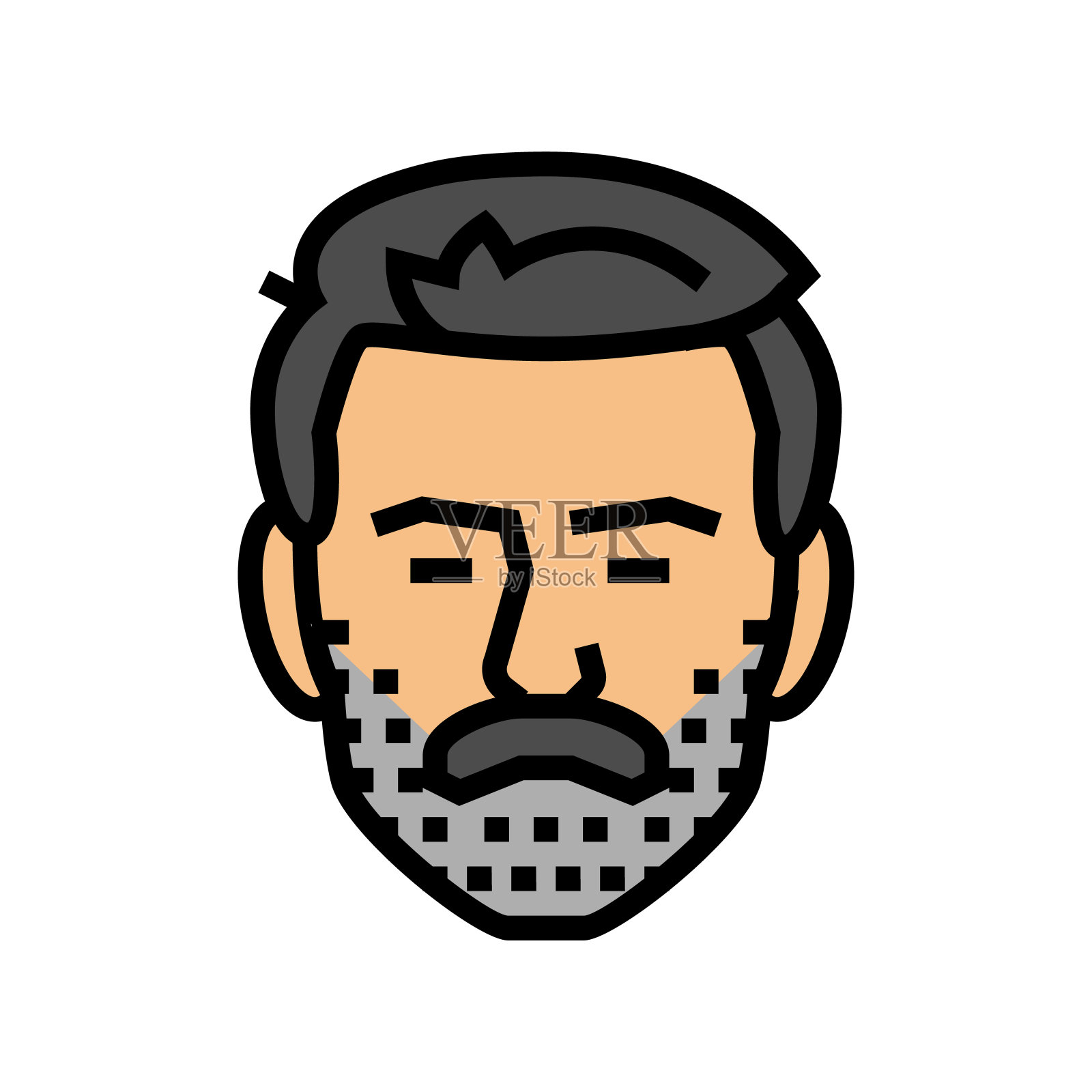 胡须胡须发型颜色图标矢量插图设计元素图片