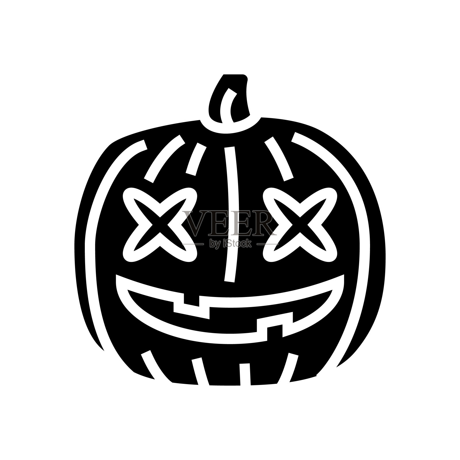 万圣节南瓜可爱的字形图标矢量插图插画图片素材