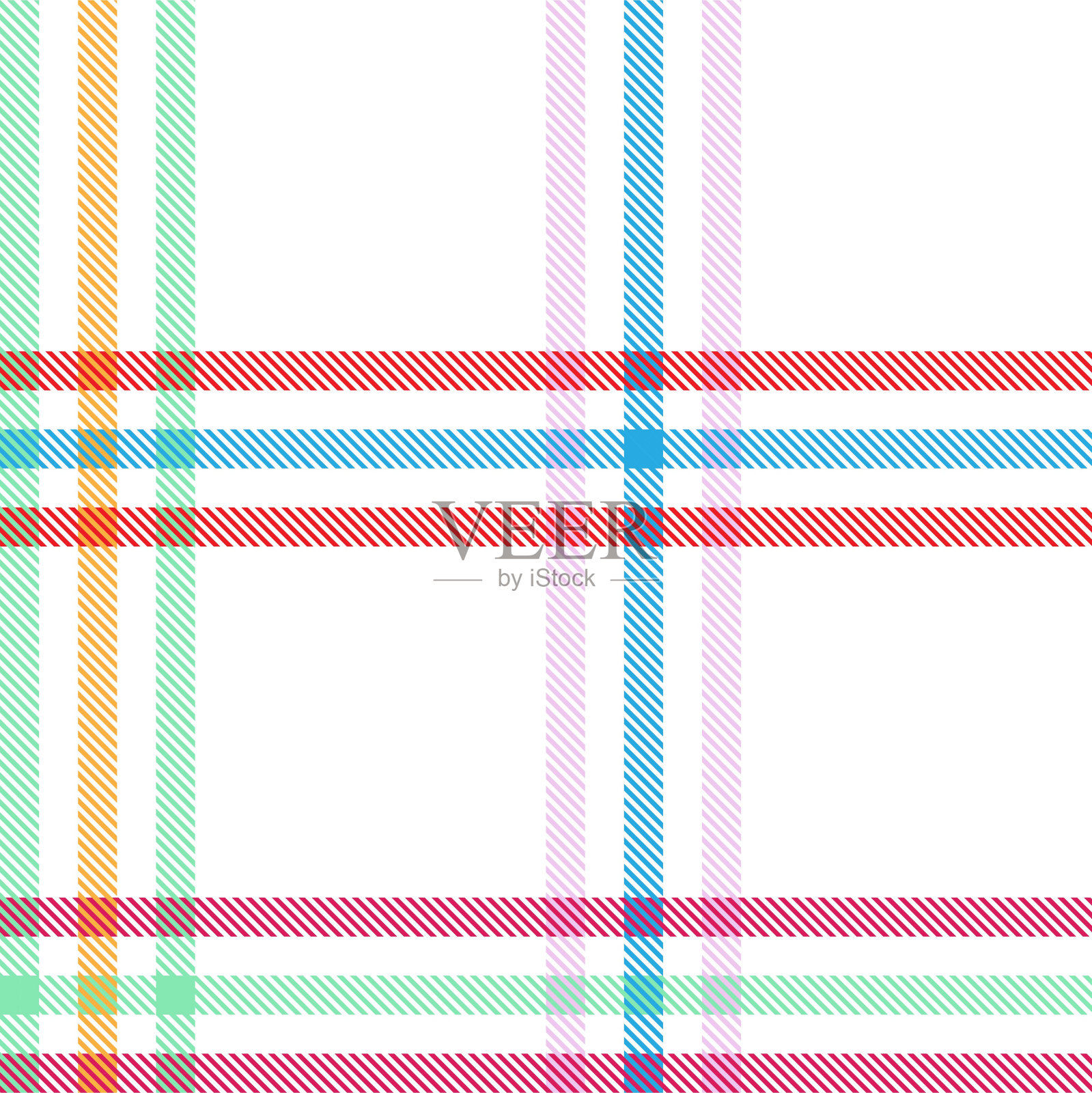 彩虹粉彩格纹无缝图案插画图片素材