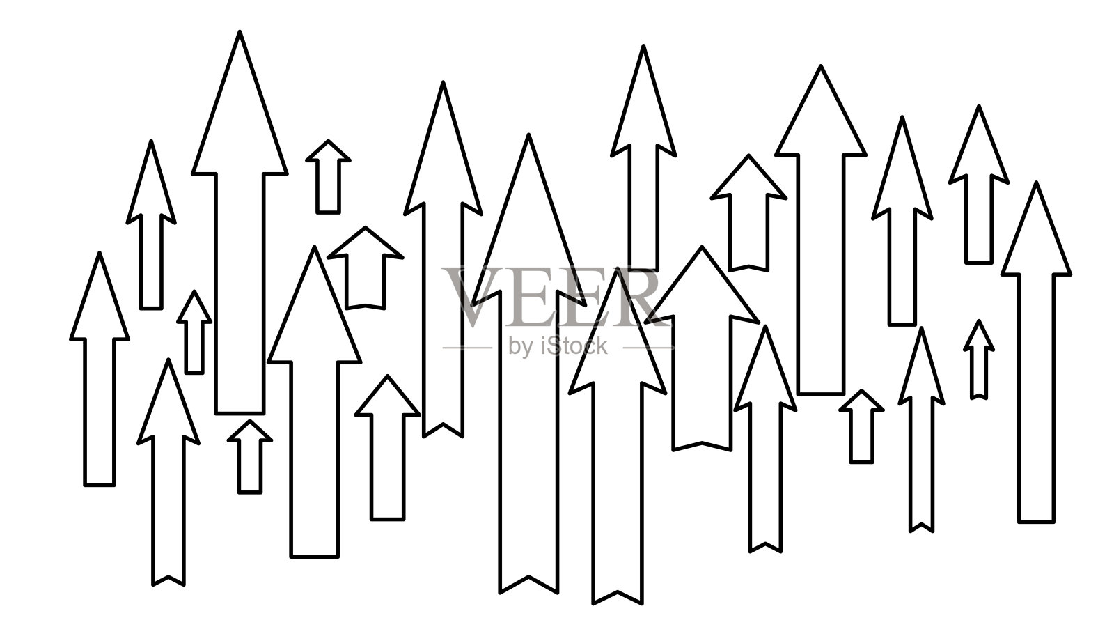 白色背景上孤立的向上箭头轮廓集。市场或经济增长的标志。设计元素图片