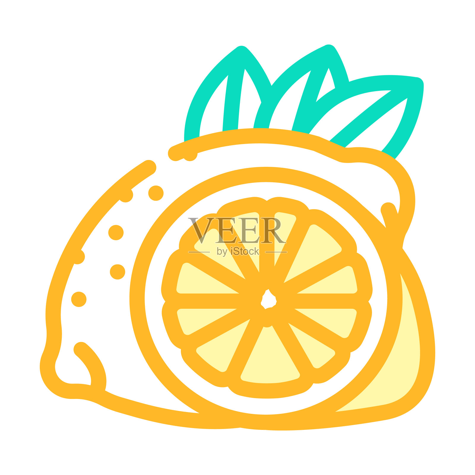 柠檬切彩色图标矢量插图设计元素图片