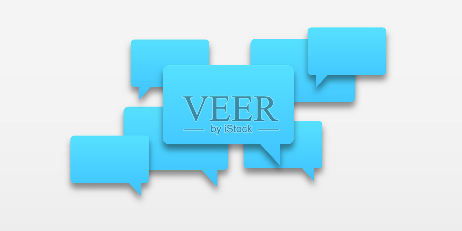 蓝色语音气泡与阴影在白色孤立的背景。人在社会中的交际观念。矢量插图。沟通的旗帜。消息,谈话,信件。插画图片素材