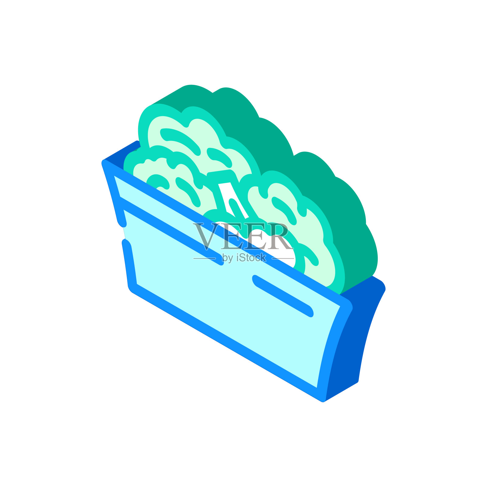 盘子的西兰花等距图标矢量插图插画图片素材