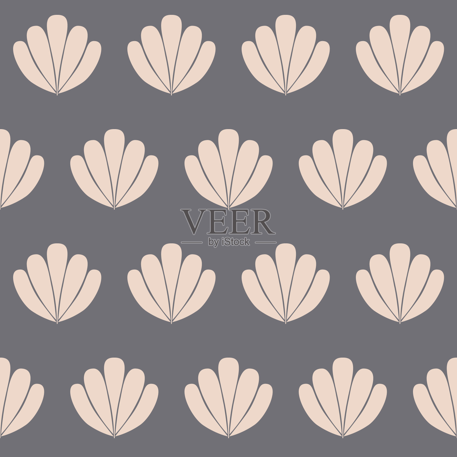 黑灰色海洋无缝图案背景与外壳，用于产品设计和装饰插画图片素材