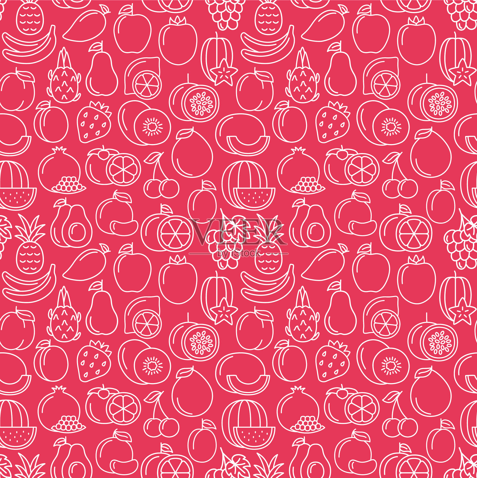 无缝图案与水果和浆果的图标插画图片素材