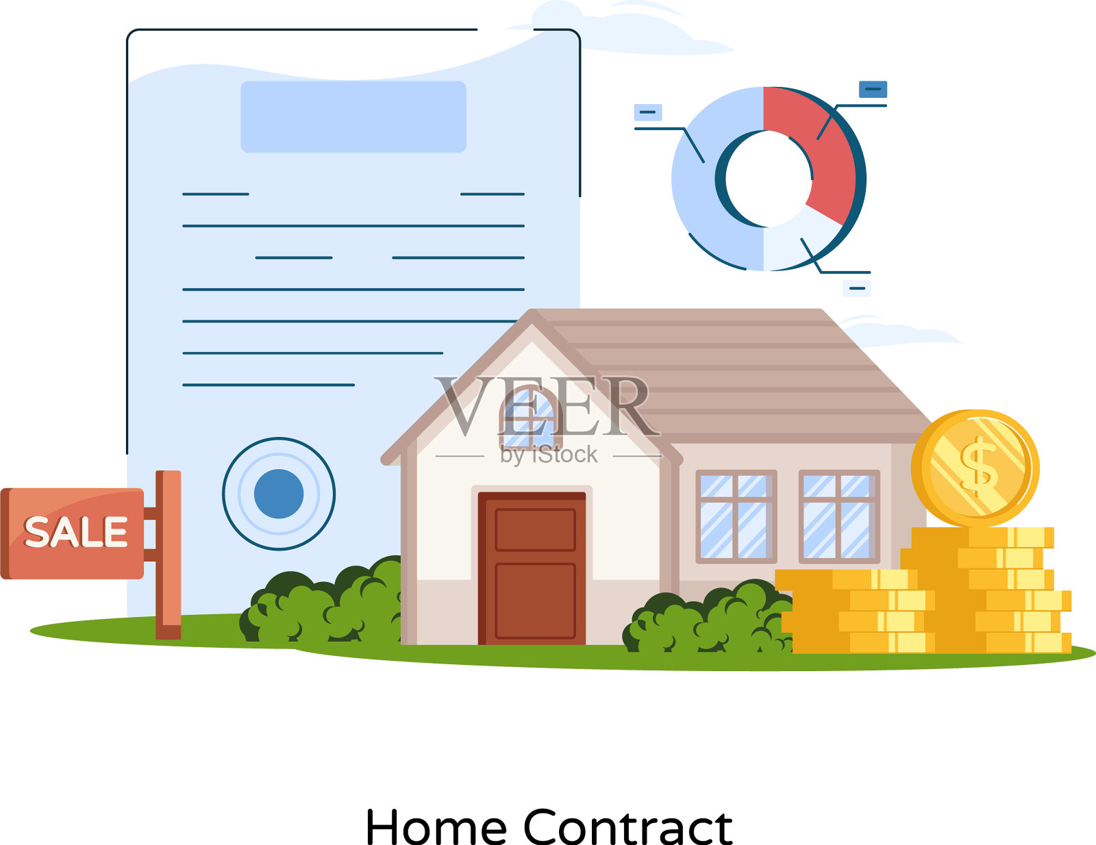 房屋合同插画图片素材