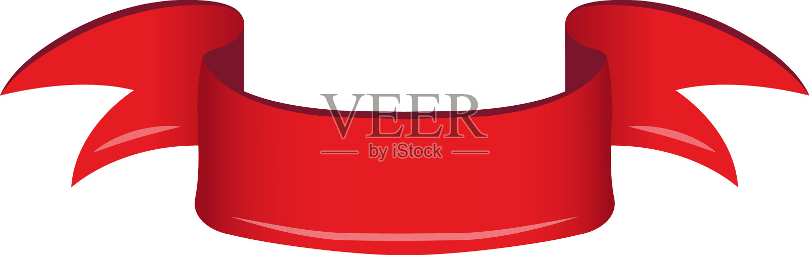 空白旗帜旗帜模板红色空白彩带设计元素图片