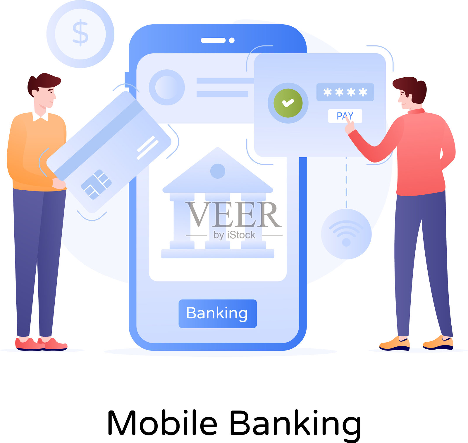 手机银行插画图片素材