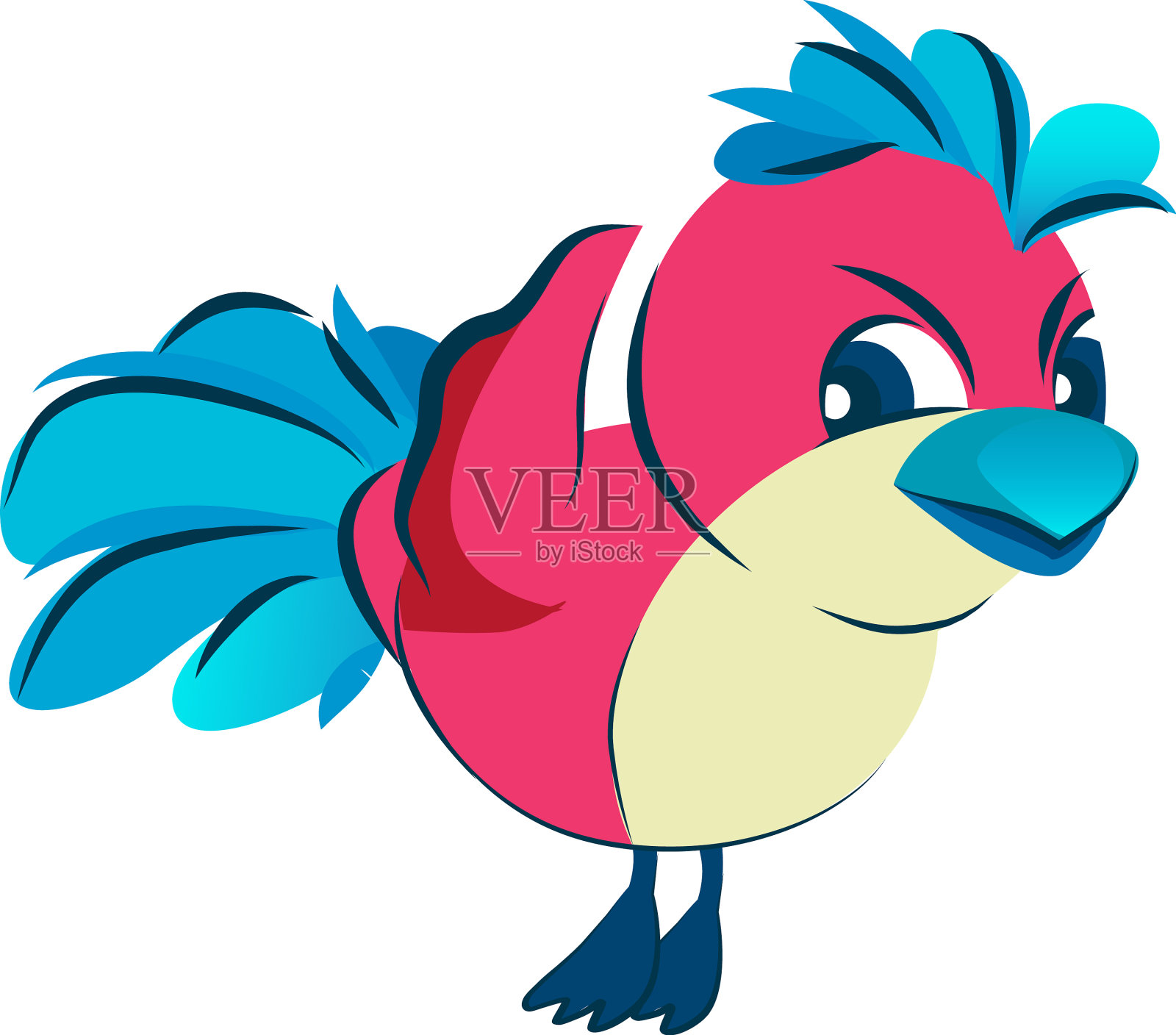 卡通粉红鸟人物卡通动物吉祥物设计元素图片