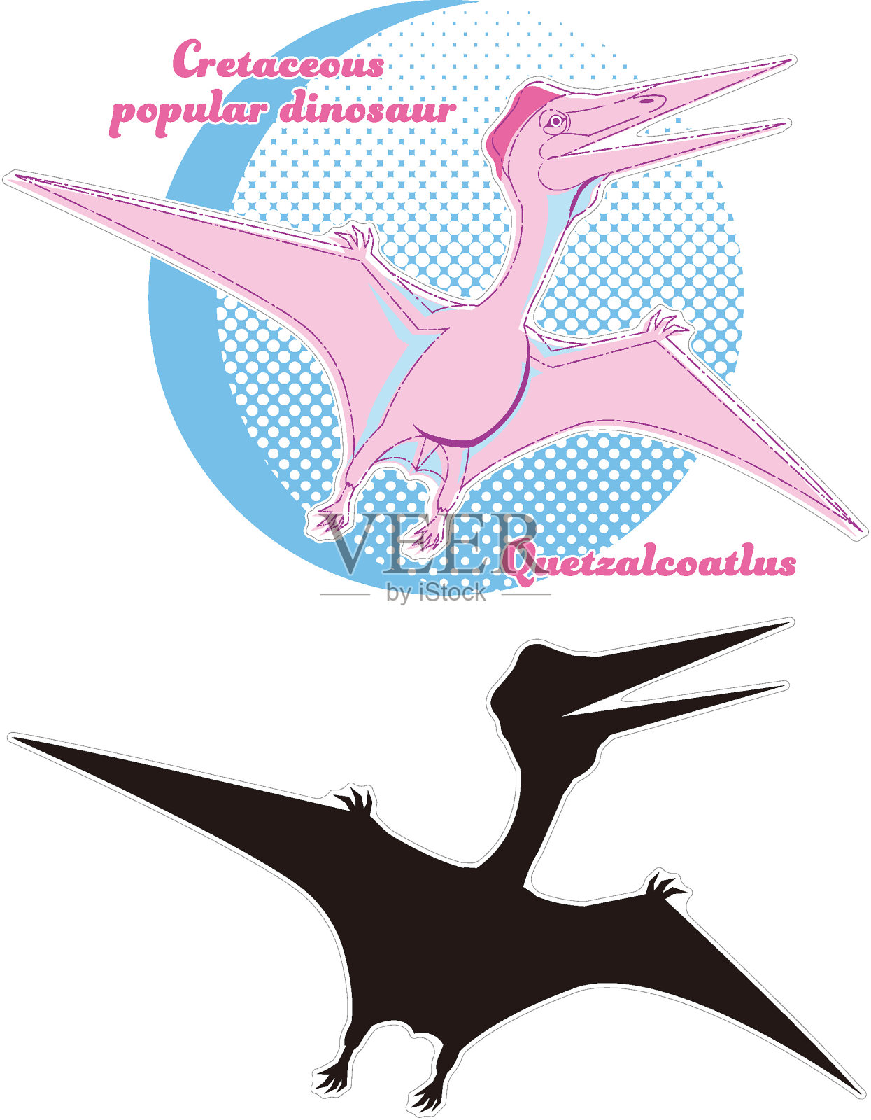 Quetzalcoatlus。 一只恐龙在白垩纪的天空中飞翔的插图。插画图片素材