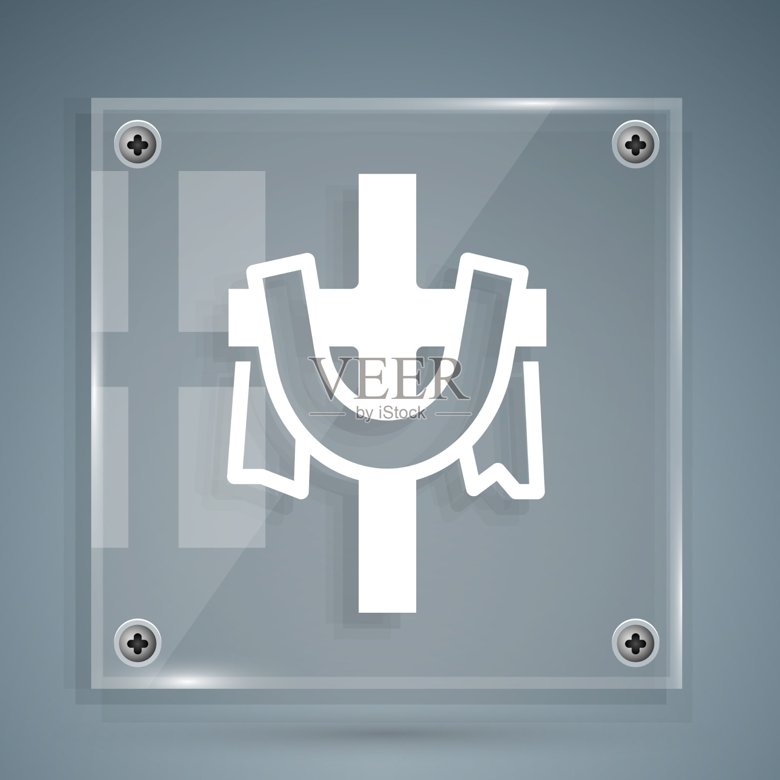 白色基督教十字架图标孤立在灰色图标素材