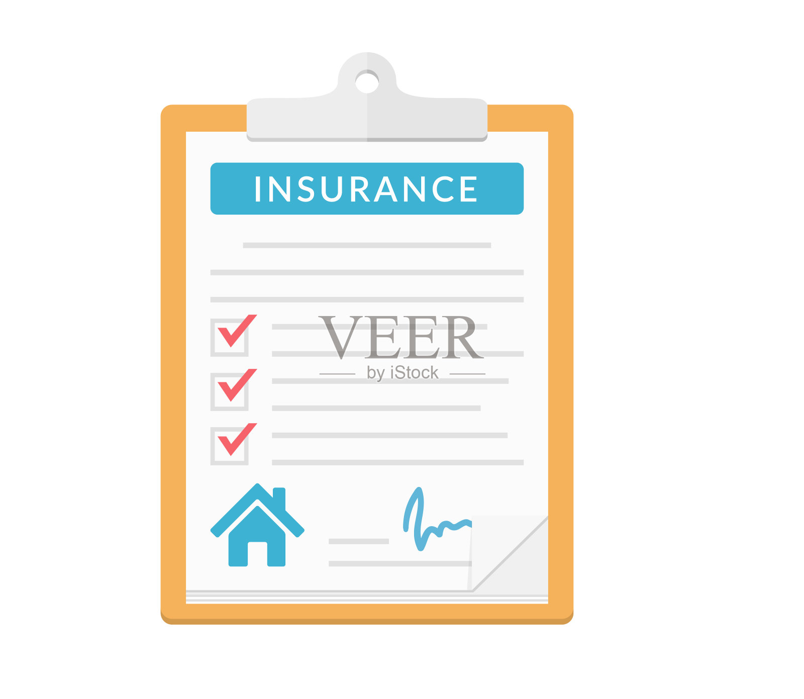房屋保险插画图片素材
