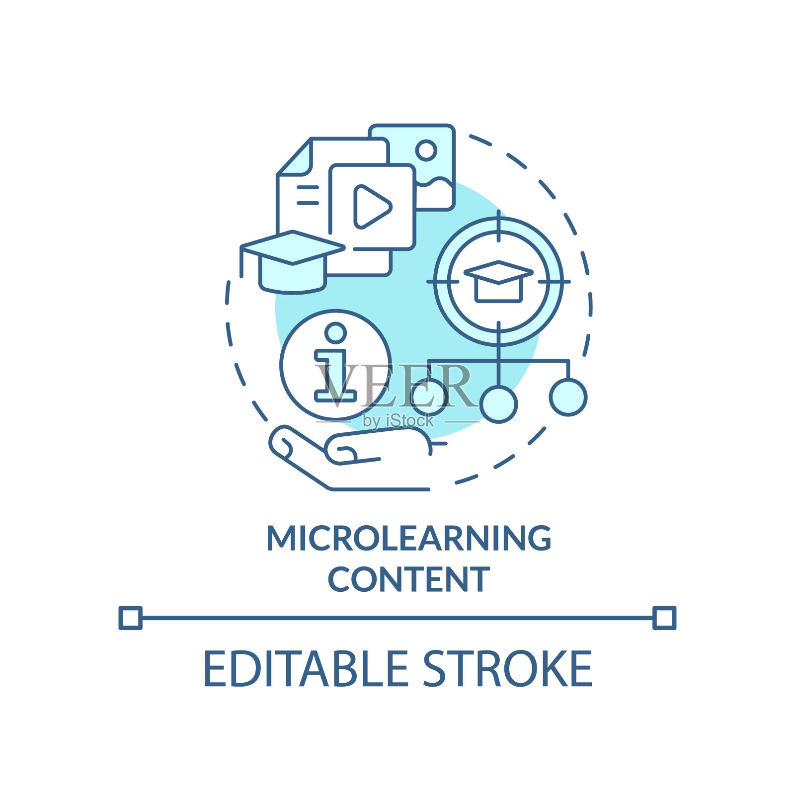 微学习内容蓝绿色概念图标插画图片素材