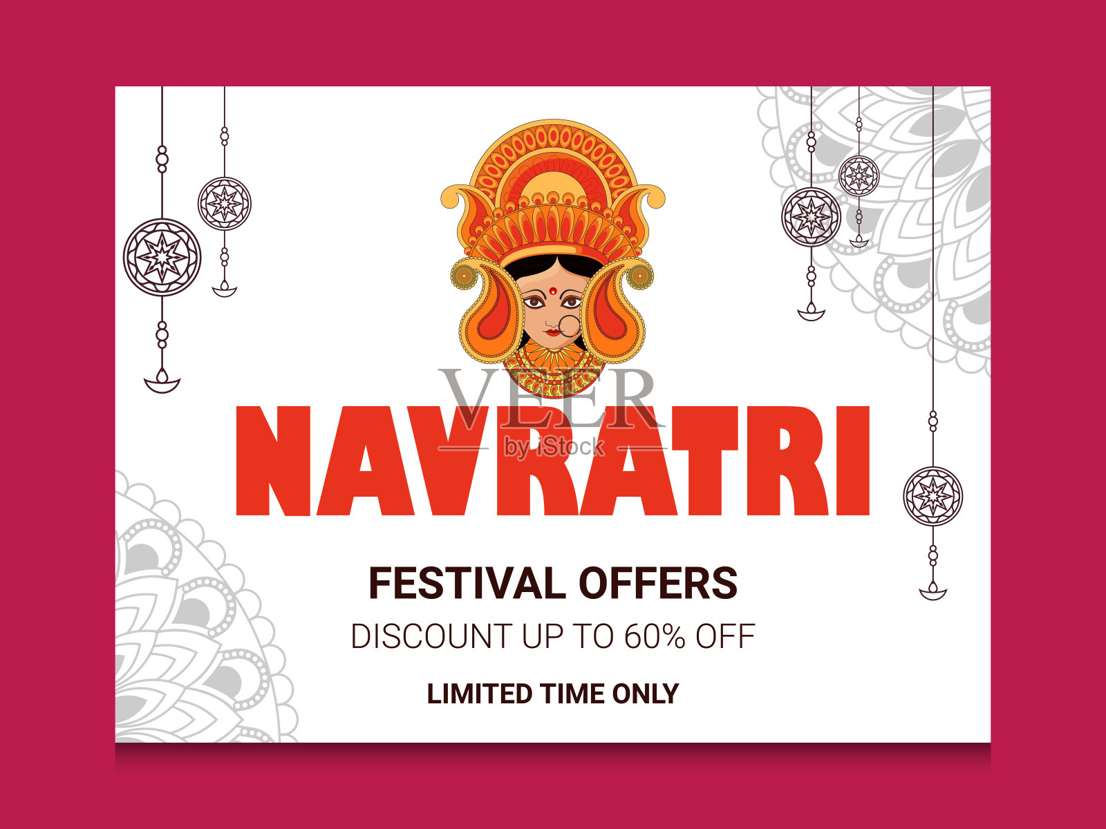 插画快乐的纳瓦拉特里庆祝海报或横幅背景。插画图片素材