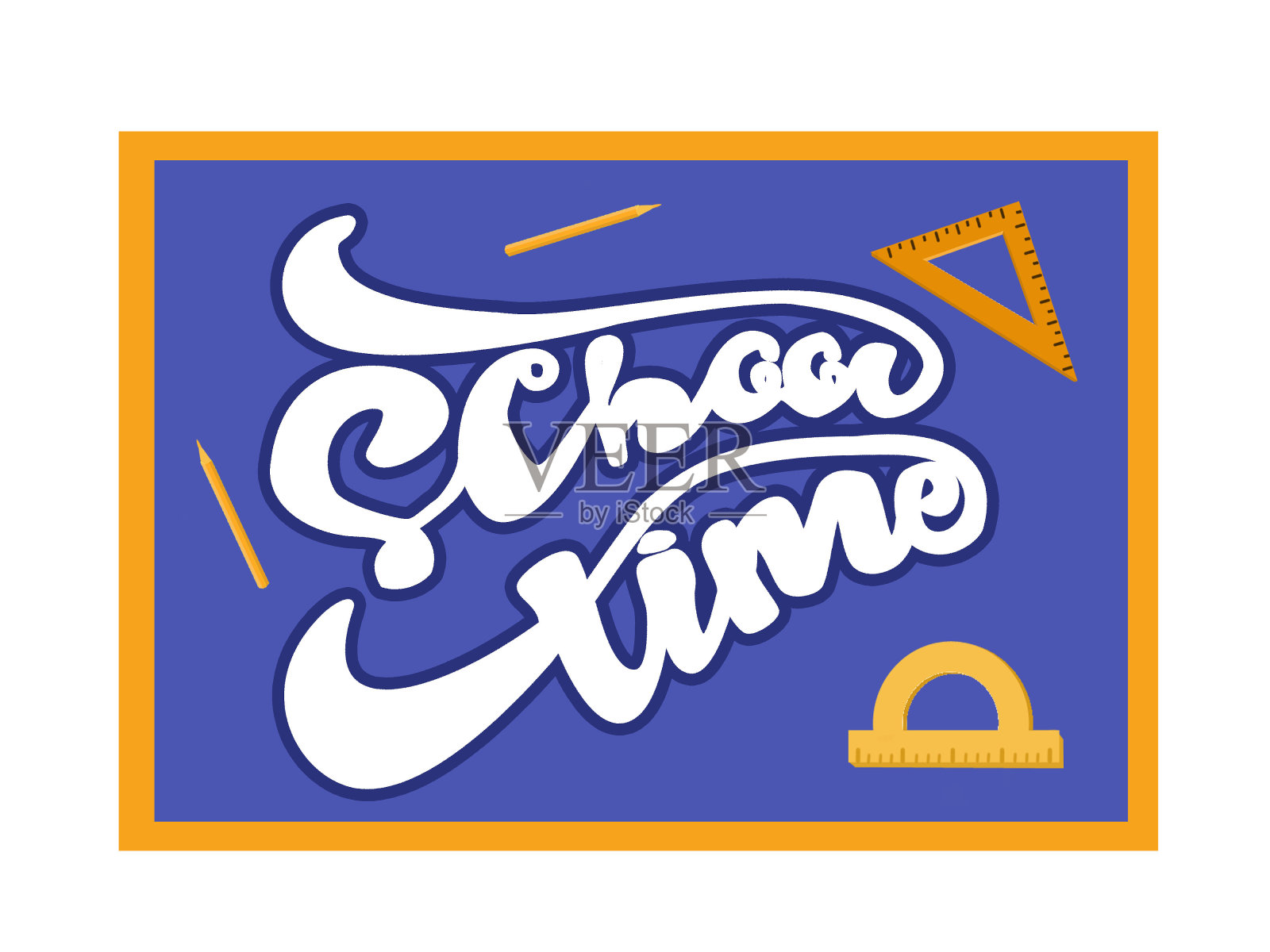 学校时间的字体设计插画图片素材