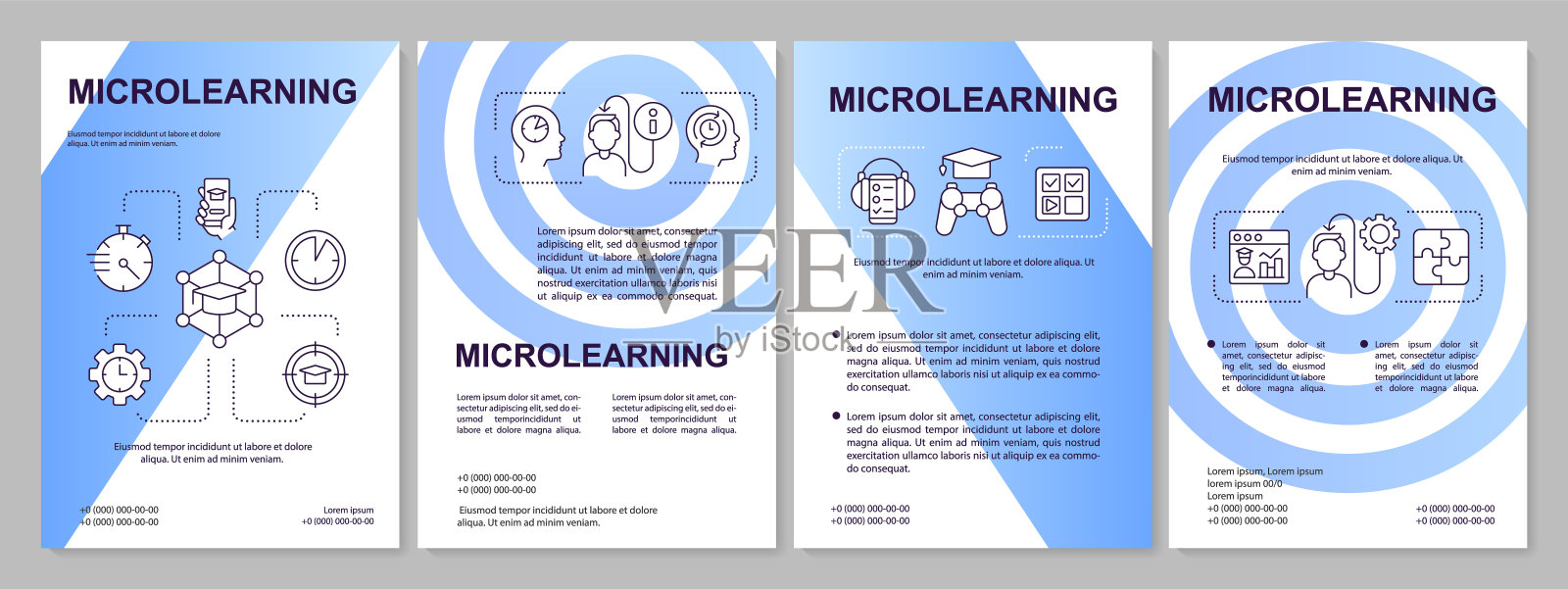 微学习方法蓝色梯度小册子模板设计模板素材