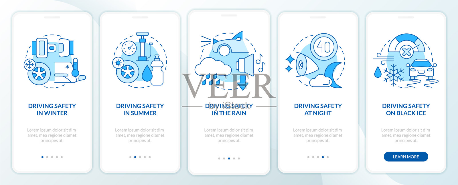 情景驾驶安全蓝色车载手机应用程序屏幕插画图片素材