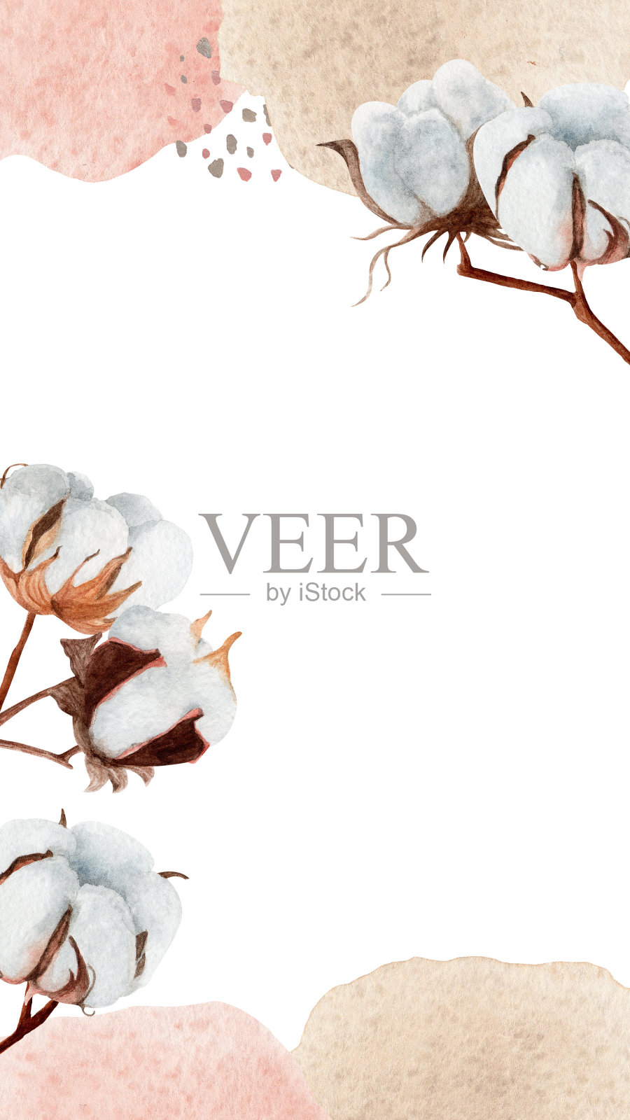 垂直社交媒体框架(棉)与地方文字孤立的白色背景(9:16)。用于设计社交媒体、文具、印刷品等。插画图片素材