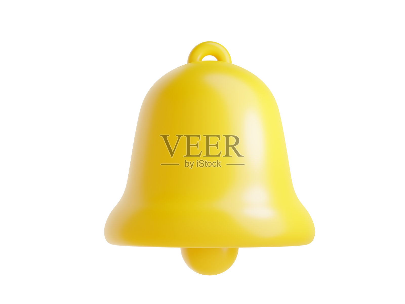 通知铃图标3d渲染-可爱的卡通插图简单的黄色铃提醒或通知的概念。照片摄影图片