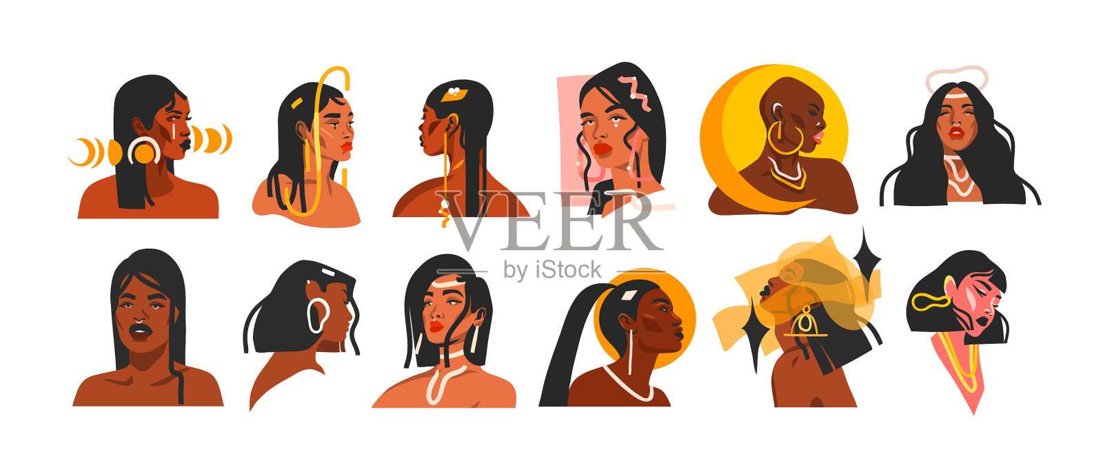 手绘抽象股票平面图形插画图片素材