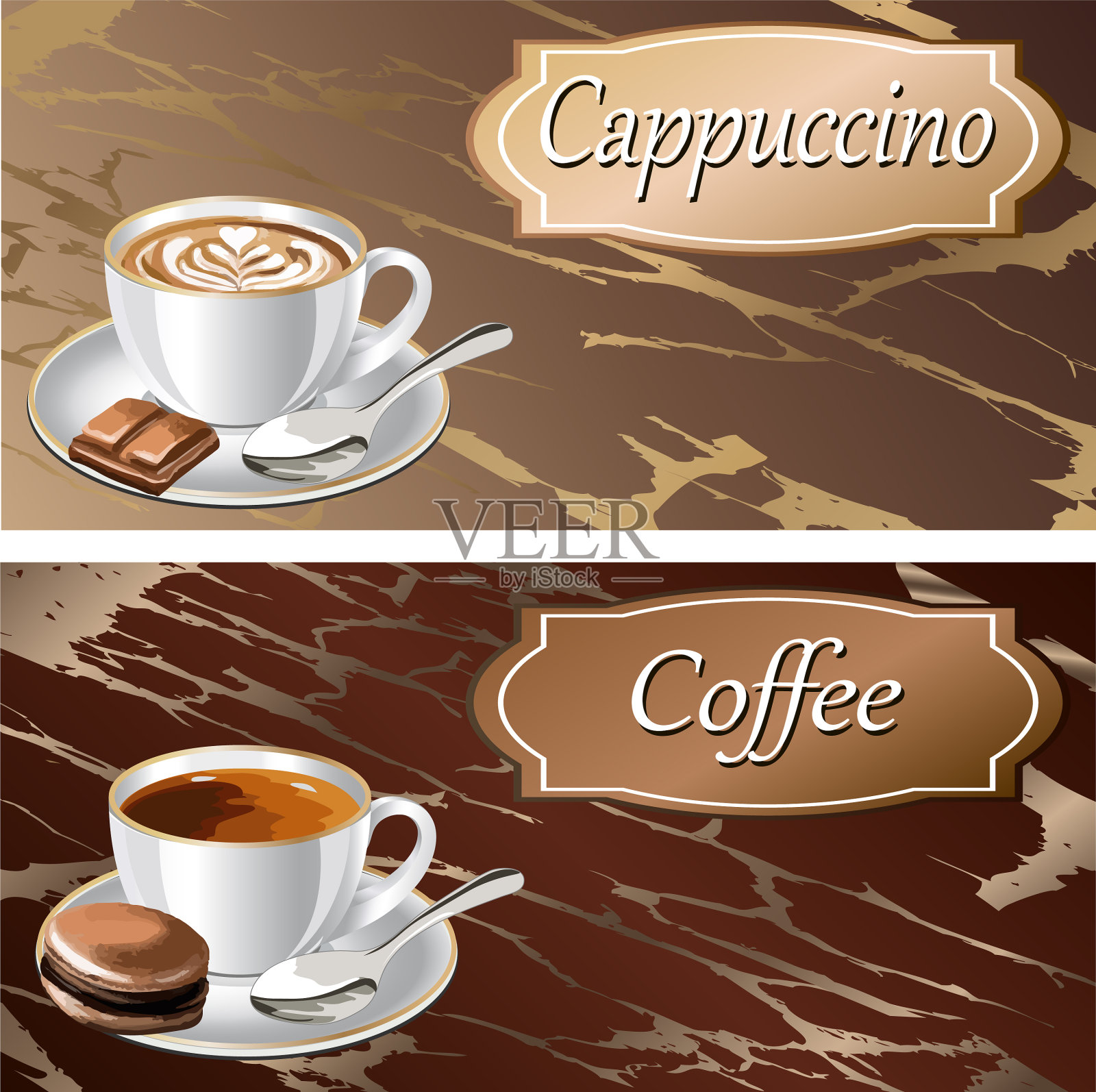 带有抽象背景和杯子的横幅插画图片素材