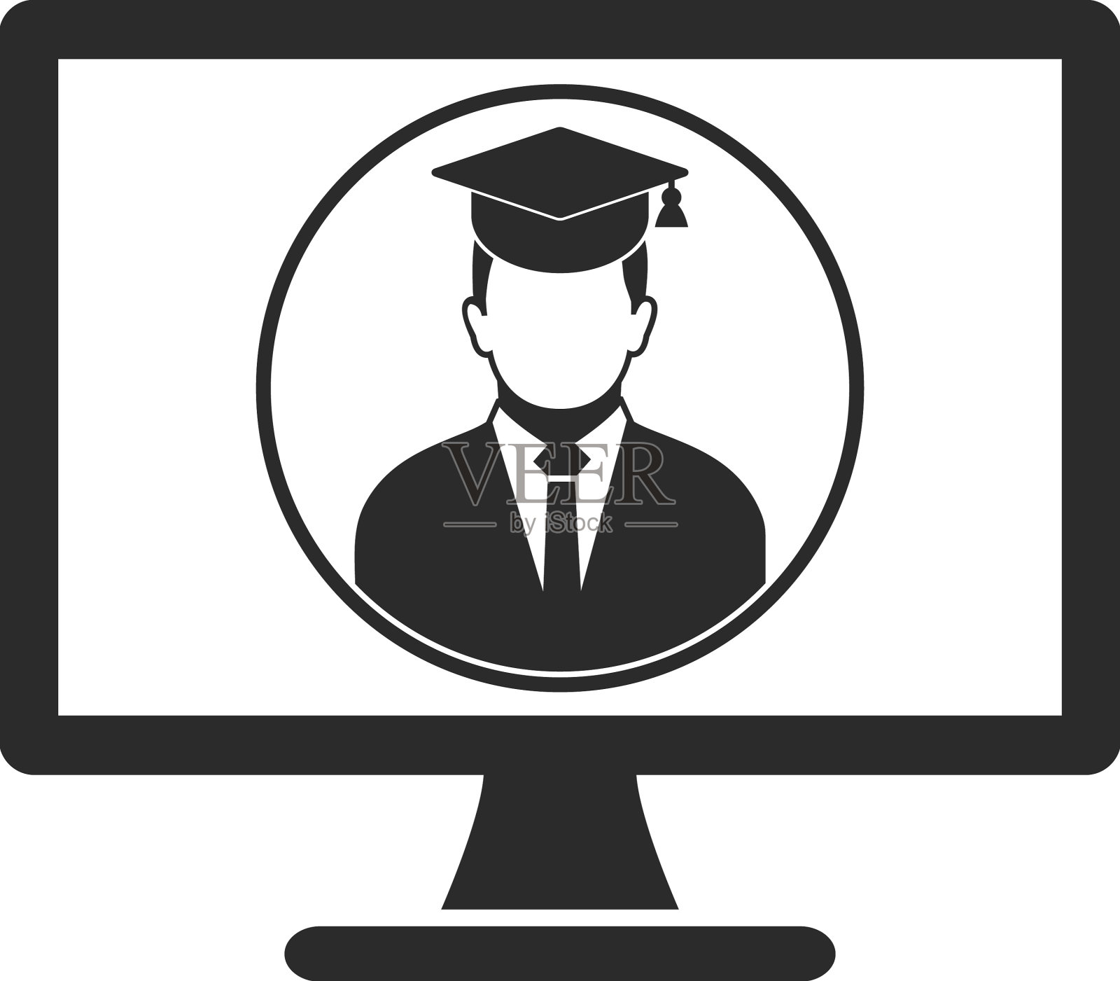 E学习图标研究生符号上插画图片素材