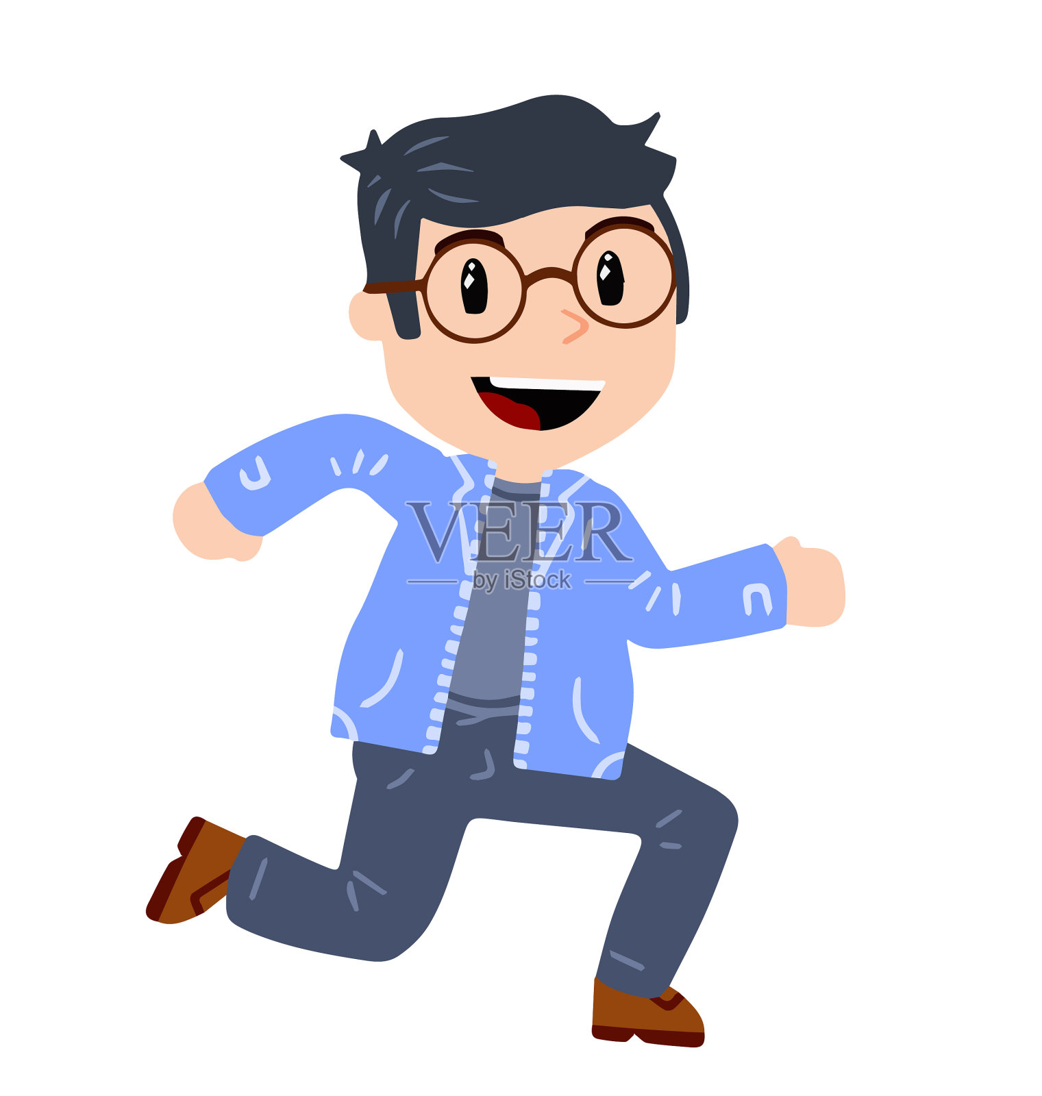 戴眼镜的小男孩到处跑设计元素图片