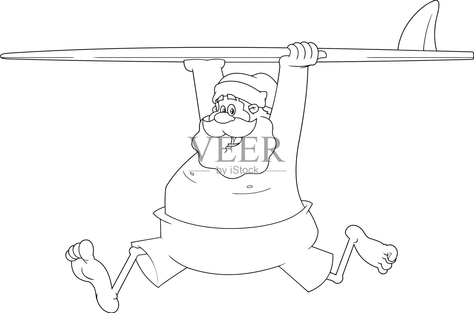 勾勒出快乐的圣诞老人卡通形象设计元素图片