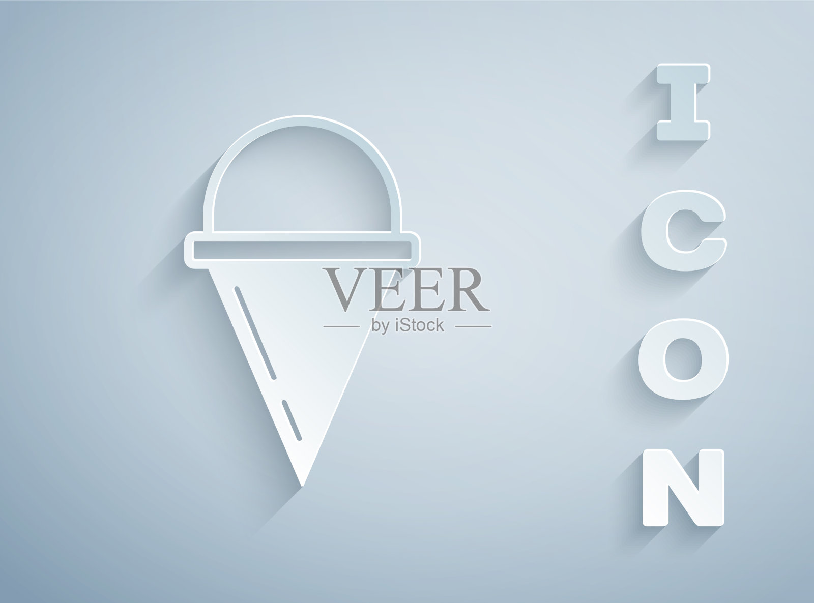 剪纸火锥桶图标孤立在灰色上插画图片素材