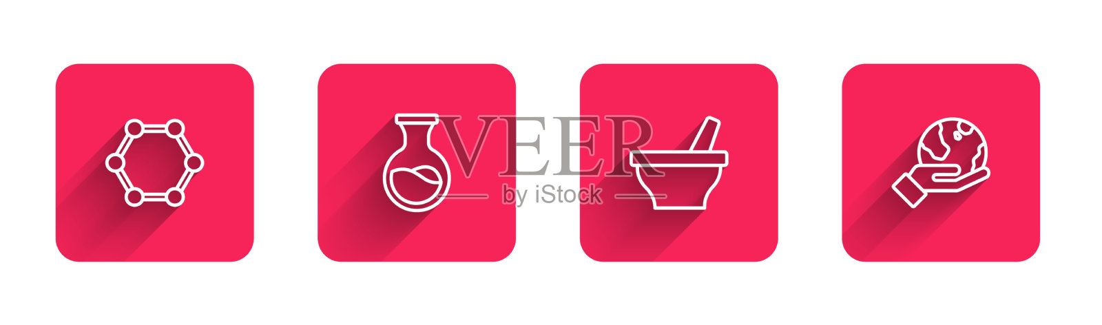 设置直线分子试管和烧瓶砂浆图标素材