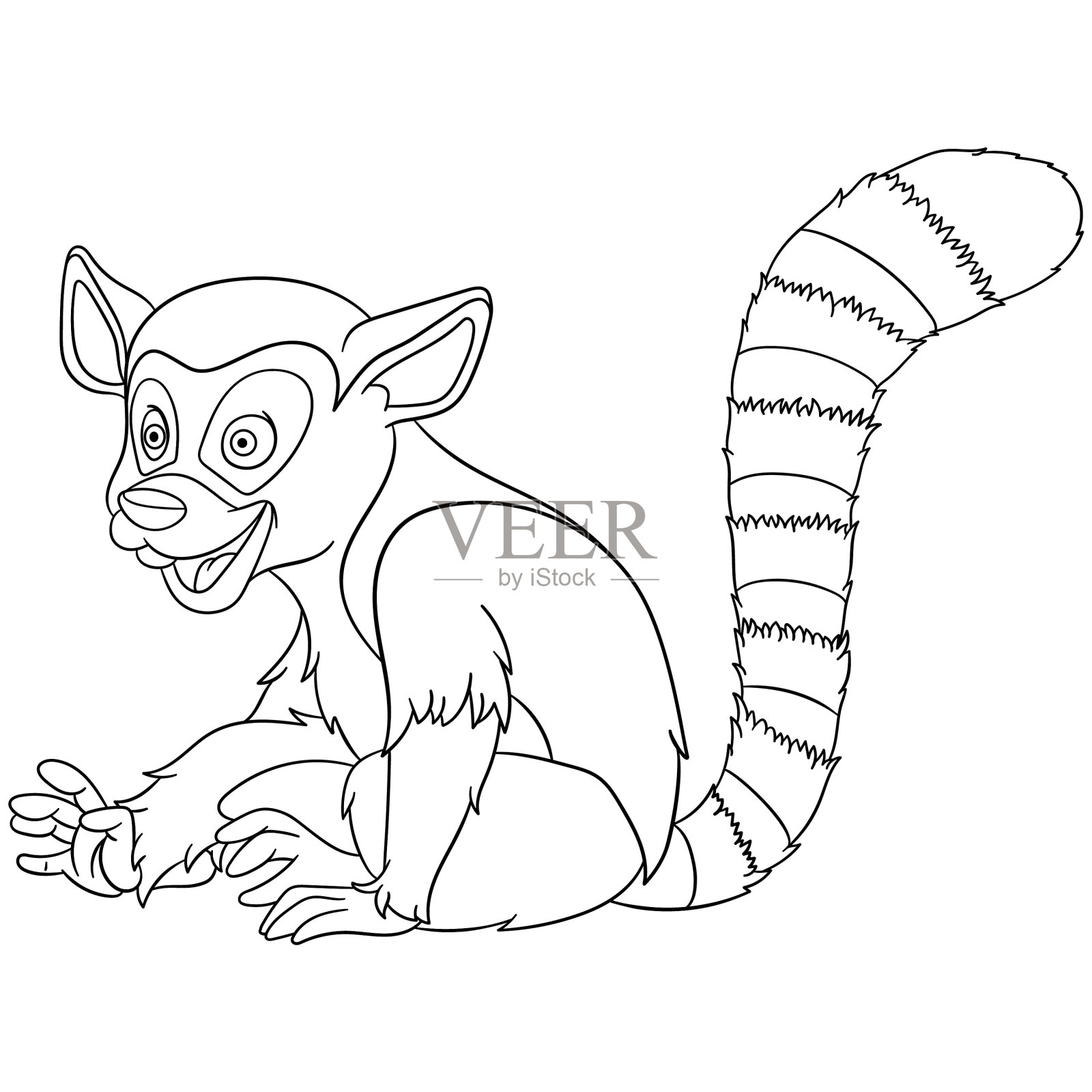 狐猴儿童着色页设计元素图片