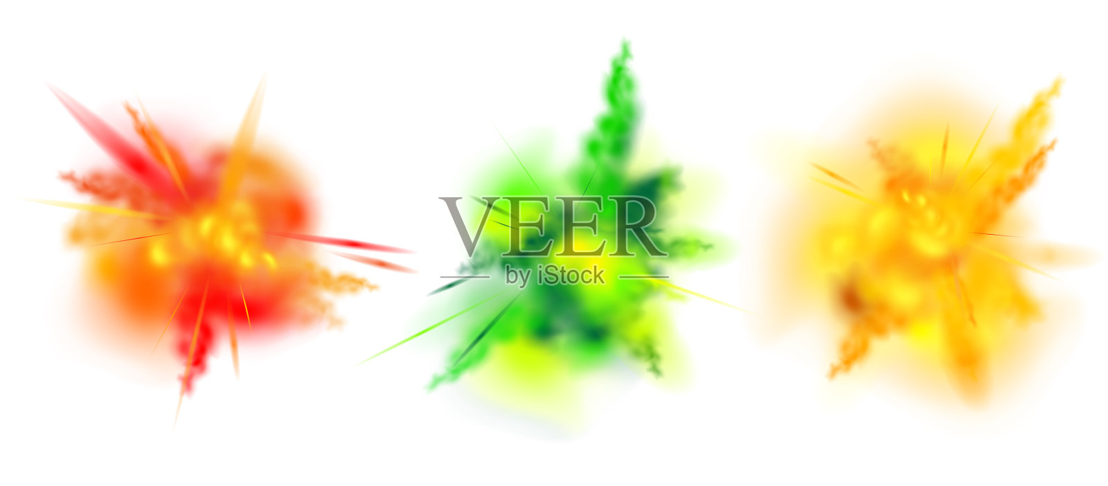 逼真的彩色喷溅设计概念集设计元素图片