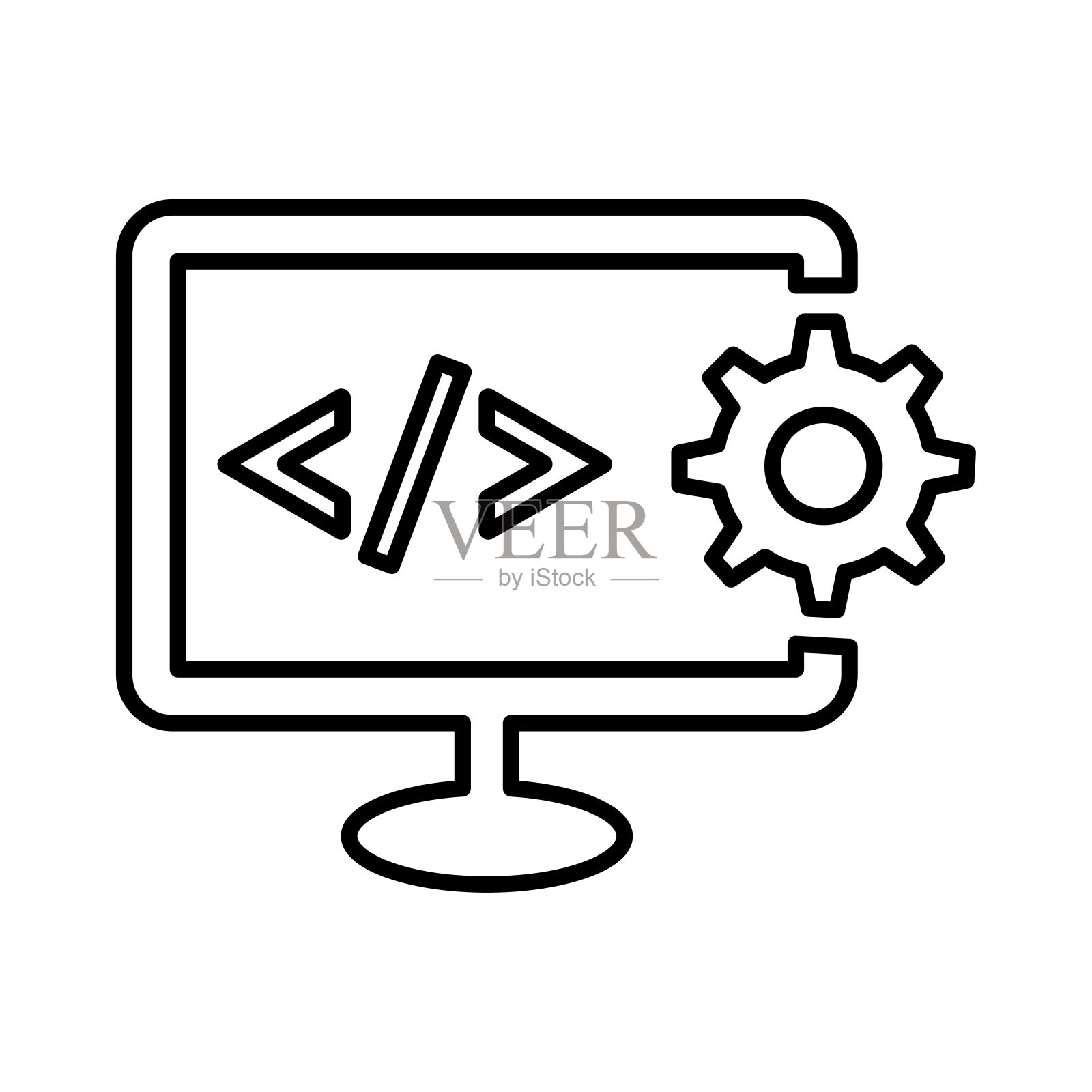 代码，HTML管理大纲图标。艺术线条矢量。插画图片素材