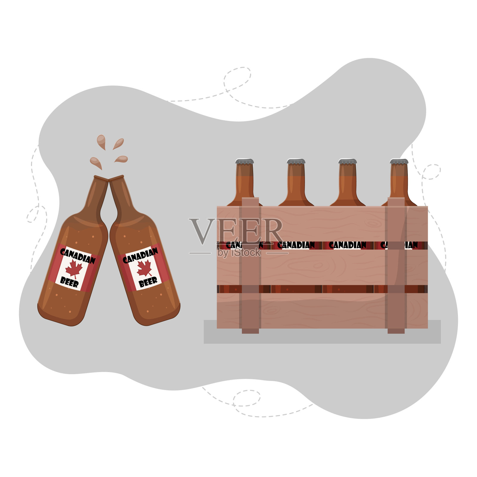 加拿大日的啤酒箱插画图片素材