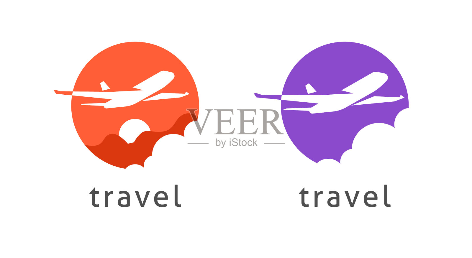 标志旅行由飞机、航空公司或航班经过图标素材