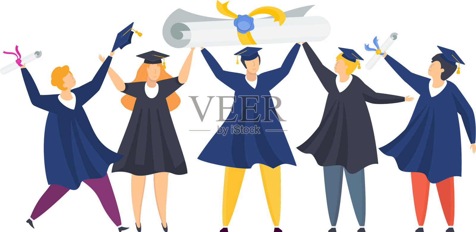 快乐少年群毕业跳毕业设计元素图片