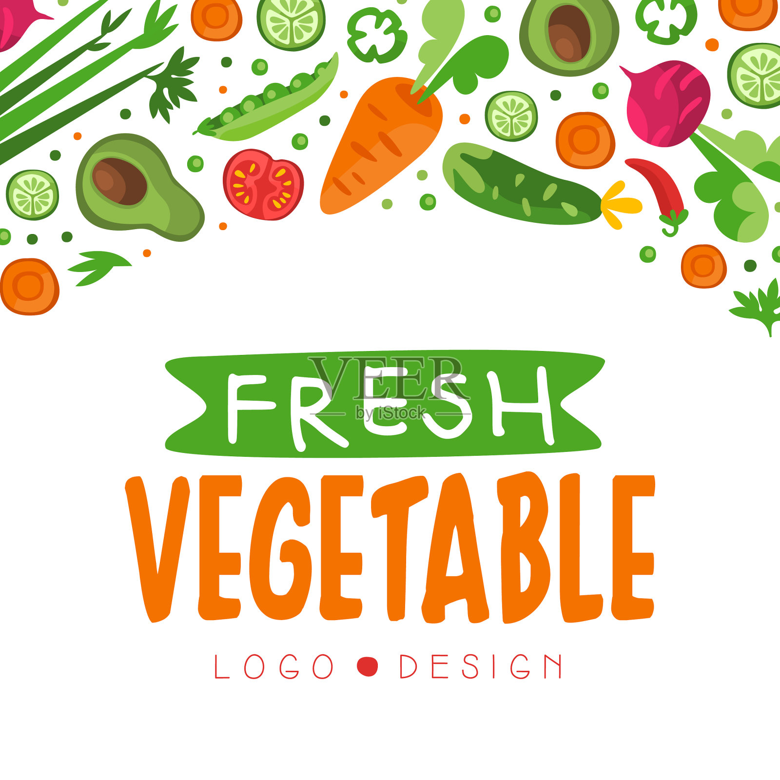 新鲜的蔬菜设计与成熟的收获插画图片素材