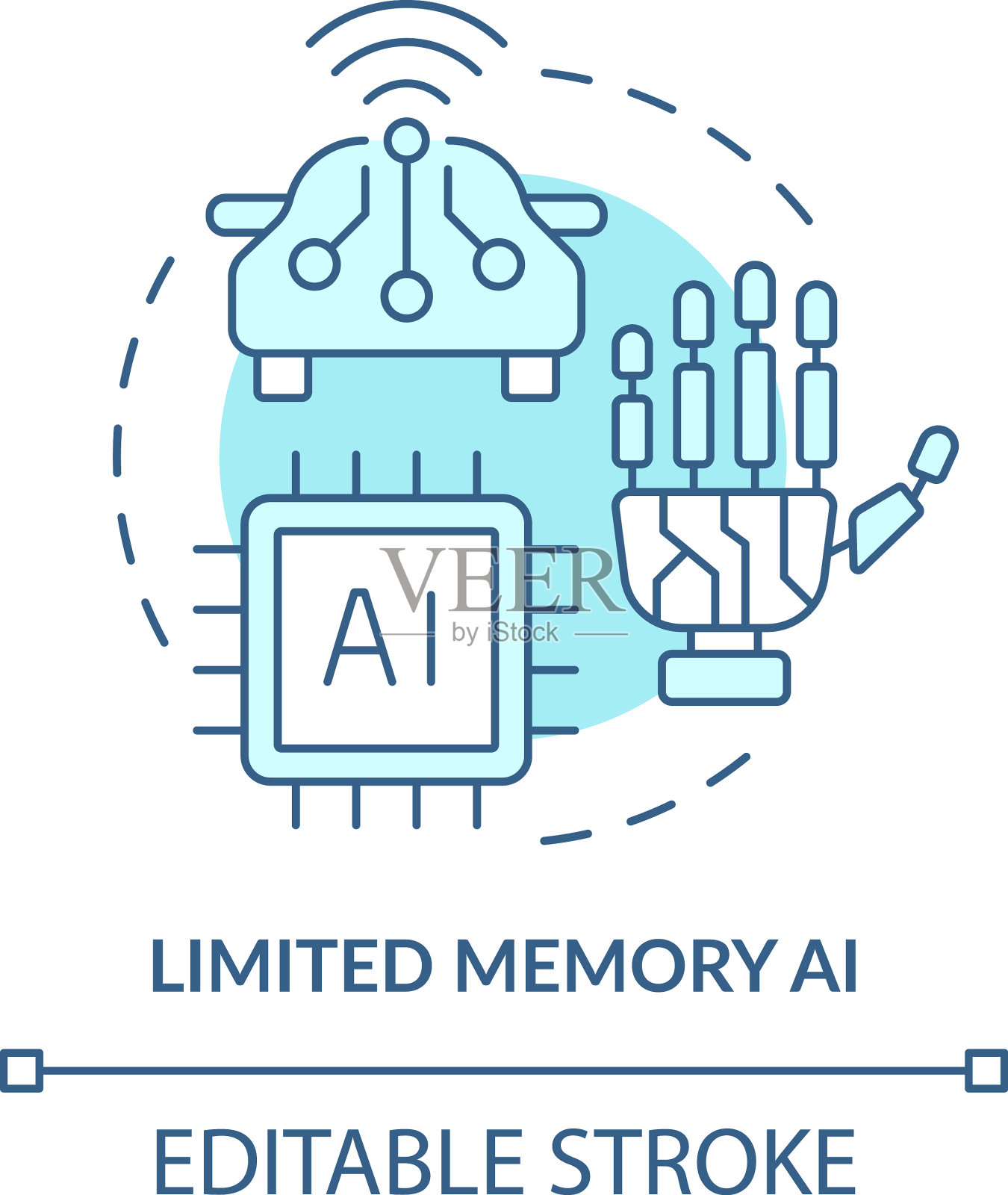 有限的内存ai蓝绿色概念图标插画图片素材