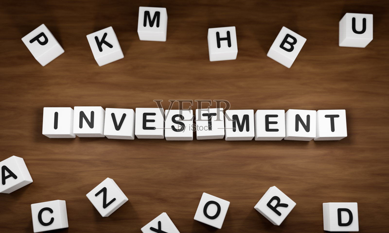 投资，用骰子写。照片摄影图片