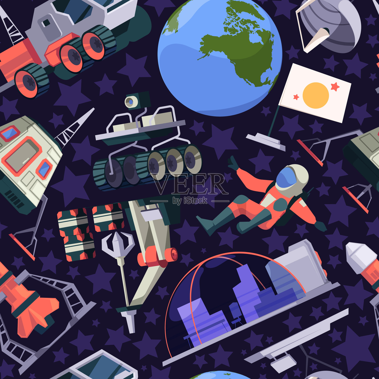 太空图案宇宙恒星宇航员插画图片素材