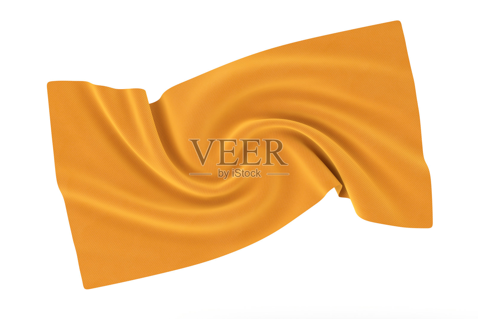 褶皱光泽光滑扭曲螺旋旋橙丝织物。3d渲染照片摄影图片