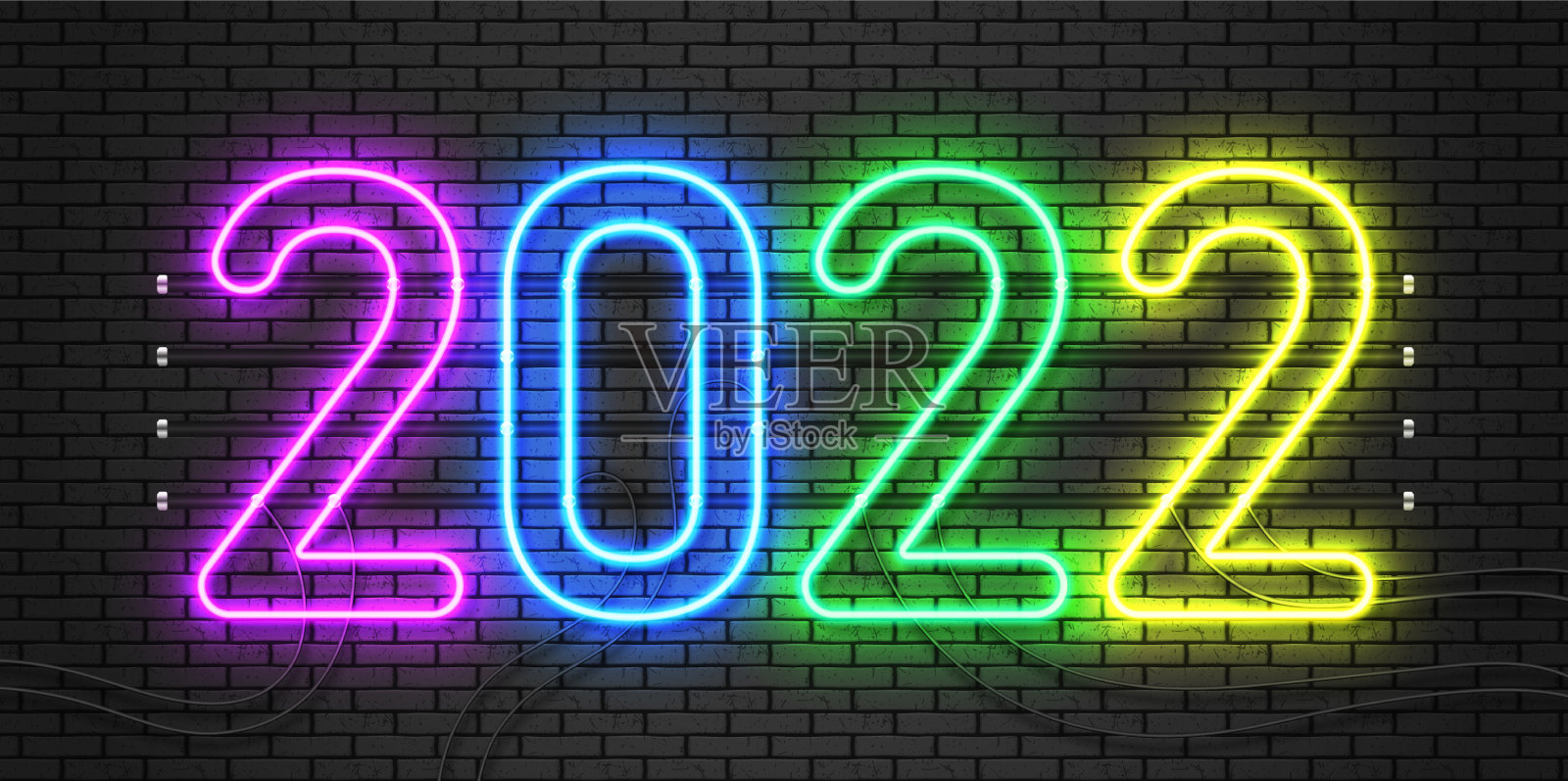 2022氖文本插画图片素材