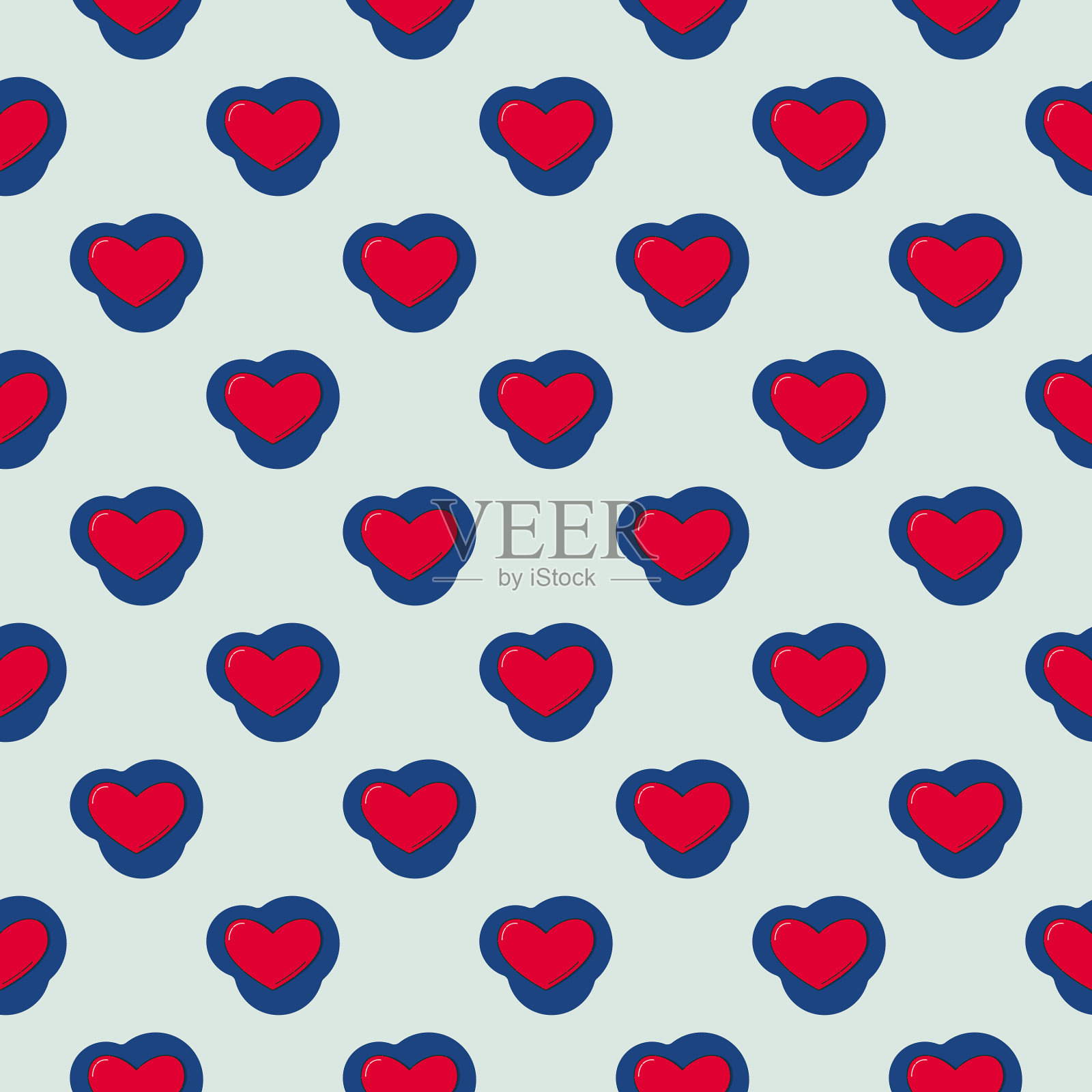 线条艺术的无缝图案形式为红色插画图片素材