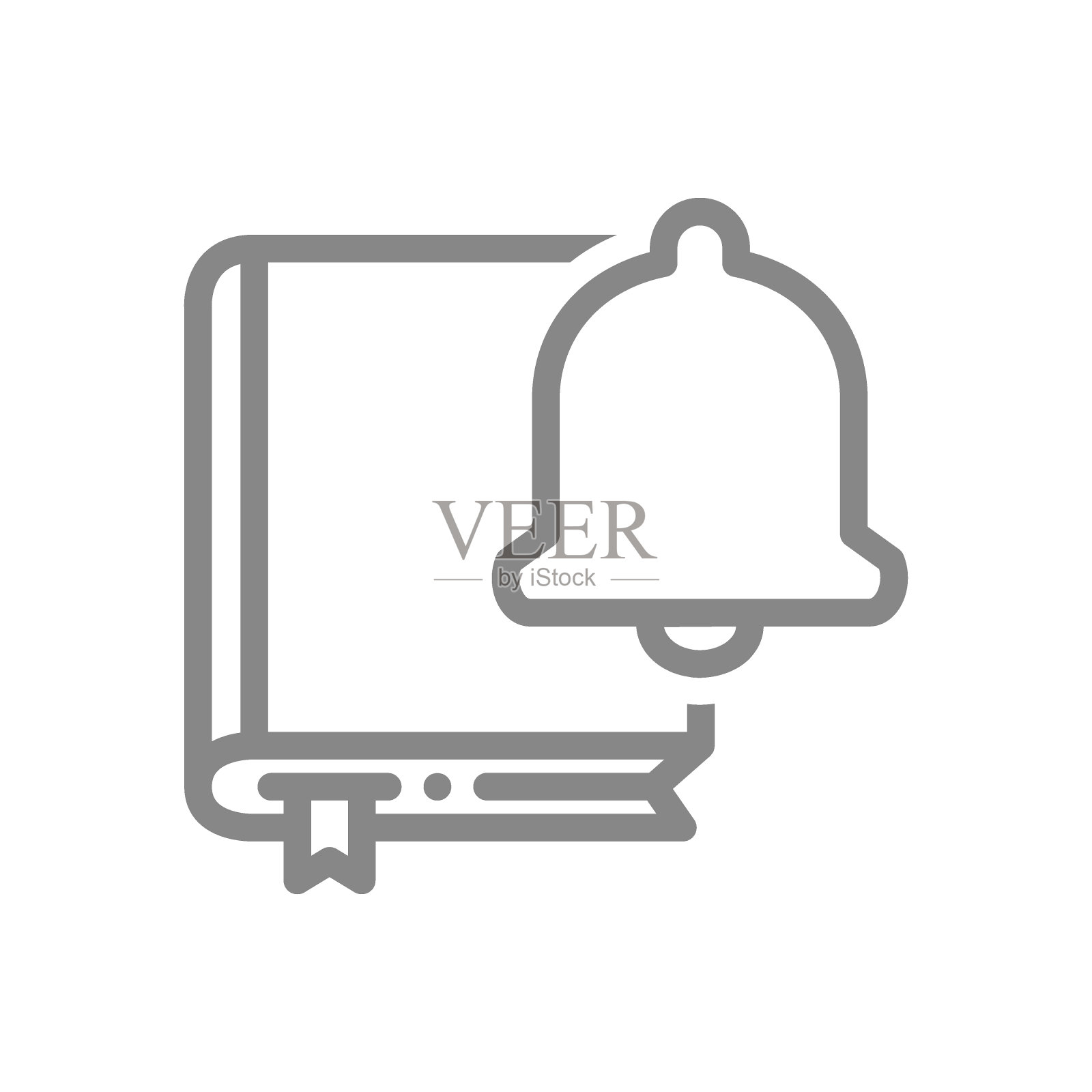 通知铃和预定线图标。电子书通知，在线图书馆信息符号图标素材