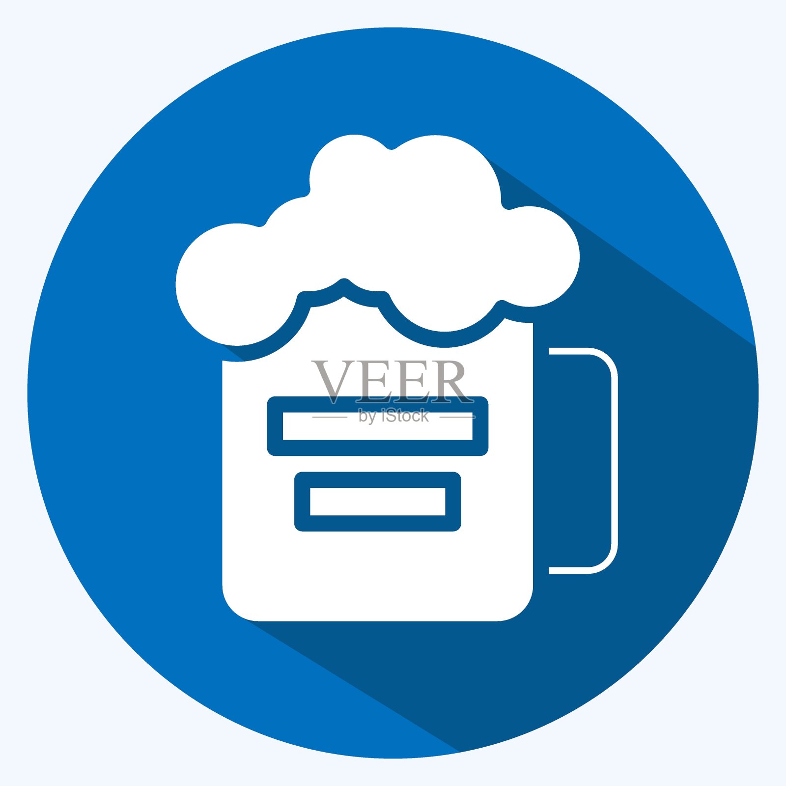 图标杯啤酒。适合教育符号。长长的阴影风格。简单的设计可编辑。设计模板向量。简单的说明插画图片素材