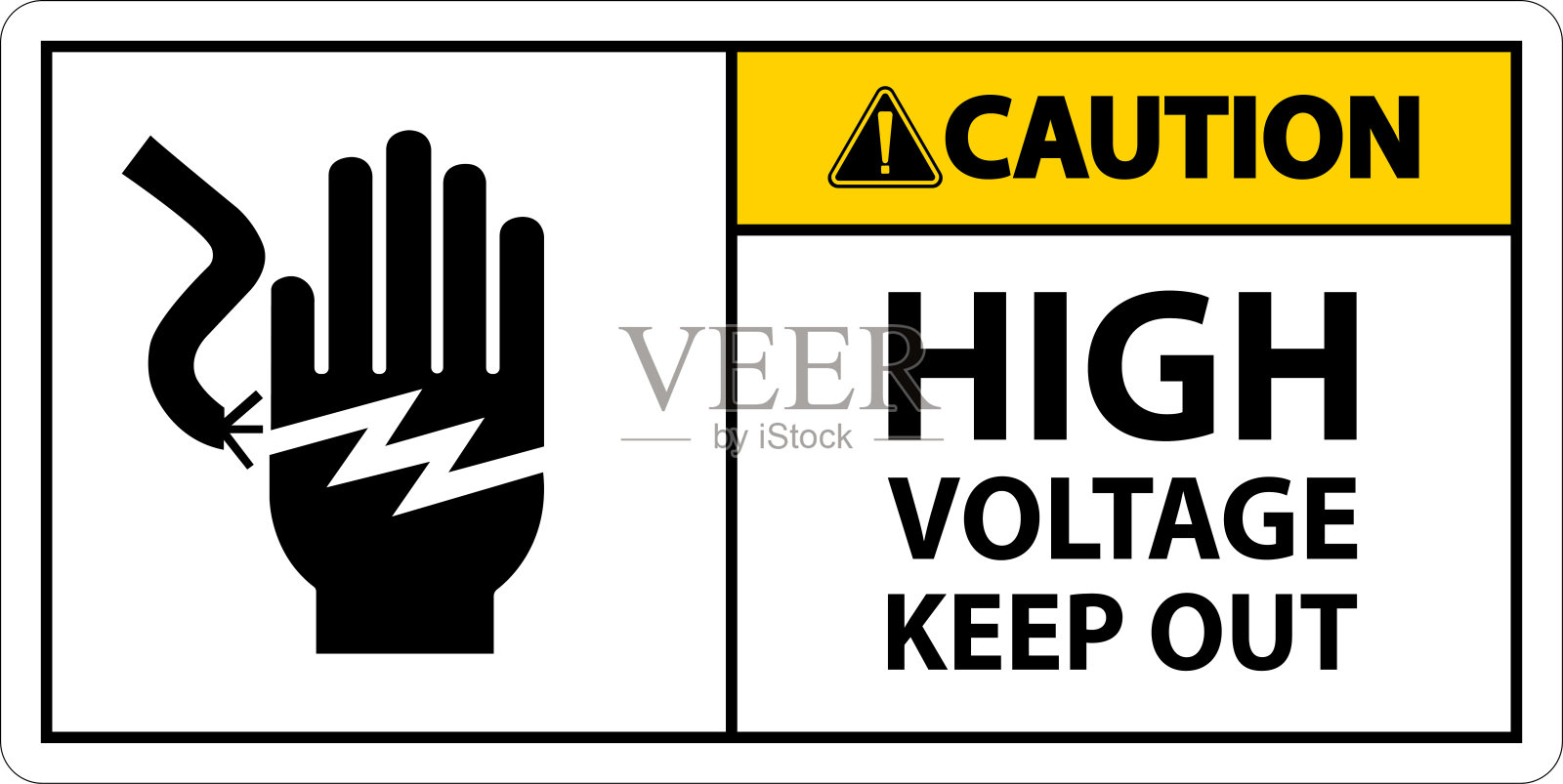 白色背景高电压请勿入内插画图片素材